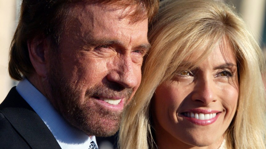 Chuck Norris and his wife Gena O'Kelley smiling