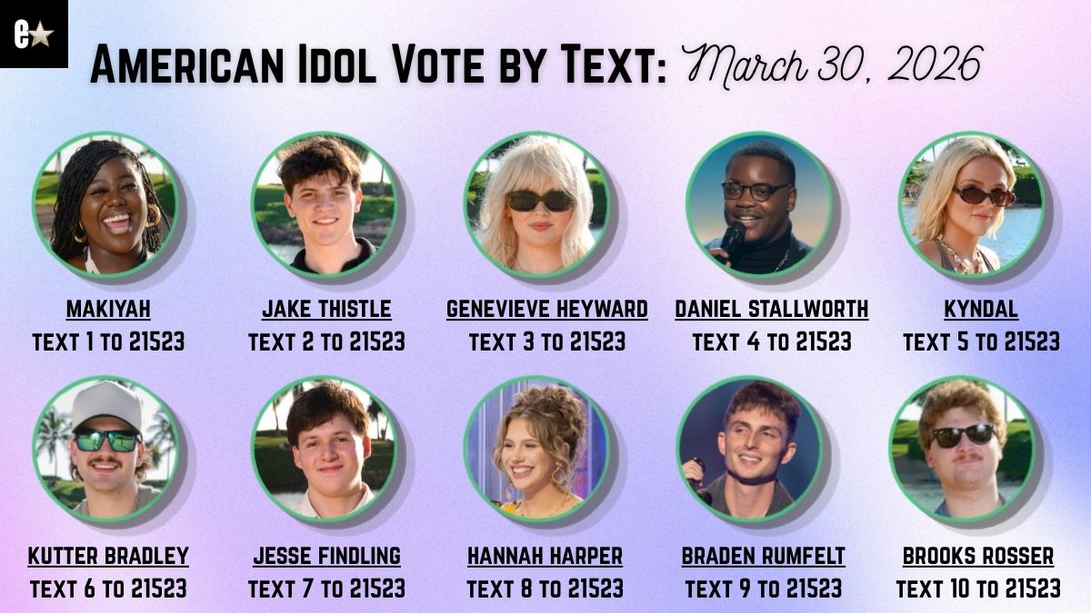 "American Idol" Top 20 voting text numbers, first group of 10