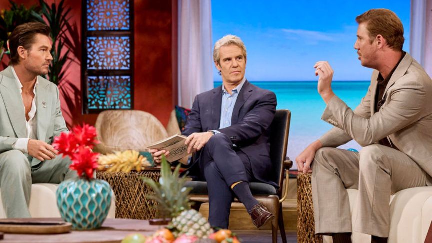 Southern Charm stars Craig Conover and Austen Kroll with Andy Cohen at the season 11 reunion