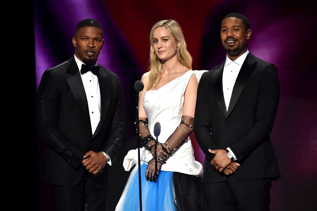 Jamie Foxx, Brie Larson, and Michael B. Jordan at the 51st NAACP Image Awards.