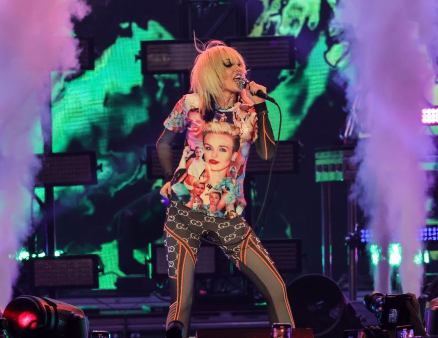 Miley Cyrus at Super Bowl Tailgate show