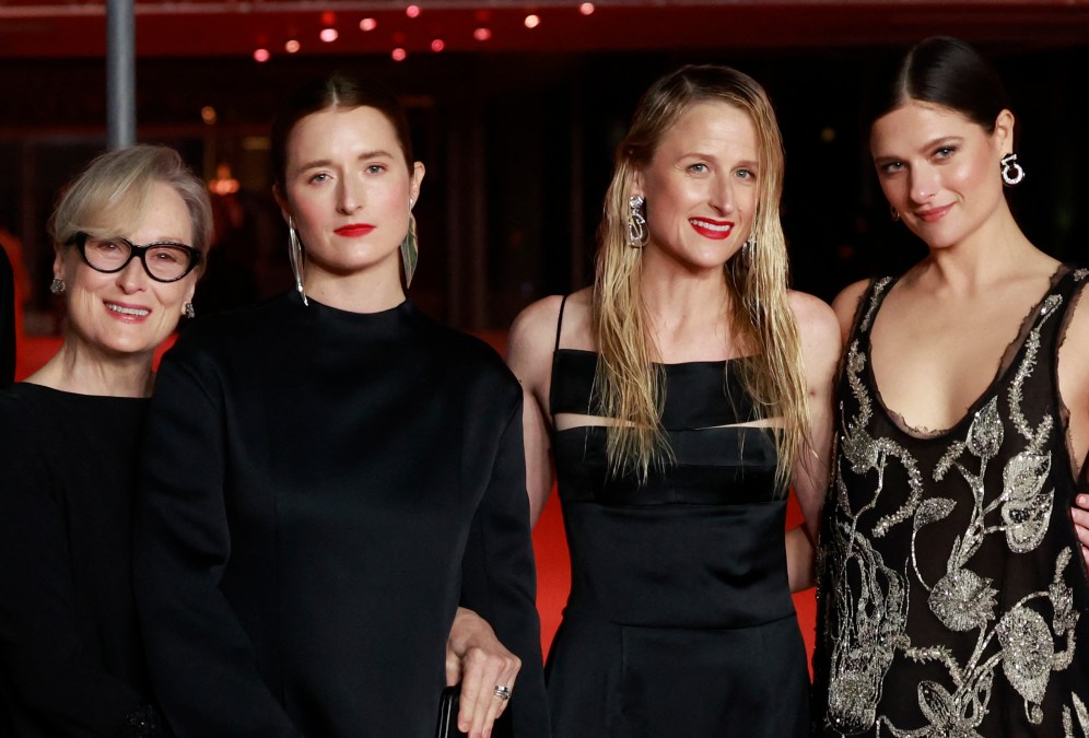 US actress Meryl Streep (L) with her daughters Grace Gummer (2L), Mamie Gummer (2R) and Louisa Jacobson (R) attend the 3rd Annual Academy Museum Gala at the Academy Museum of Motion Pictures in Los Angeles, December 3, 2023