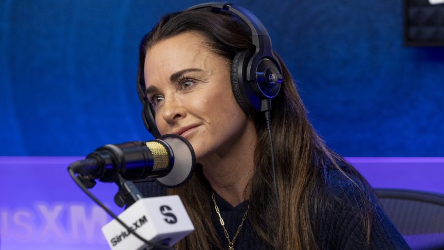 Kyle Richards speaks during a SiriusXM radio interview in Los Angeles