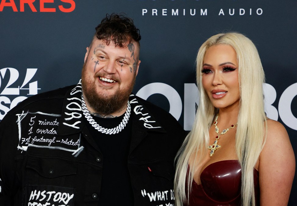 US rapper Jelly Roll and his wife Bunny XO attend the 2024 MusiCares Person of the Year gala 