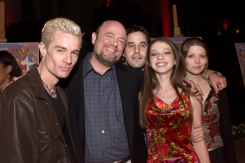 James Marsters (L) and Nicholas Brendon (C) with other "Buffy the Vampire Slayer" cast members.