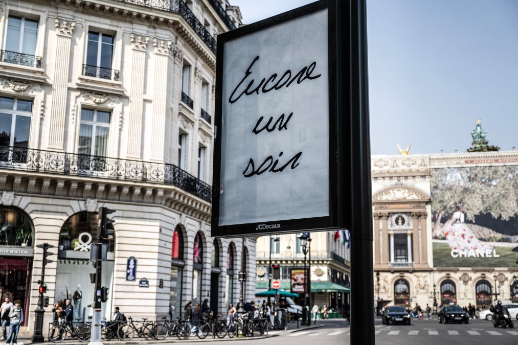 This photograph shows a billboard displaying the title of Canadian singer Celine Dion 