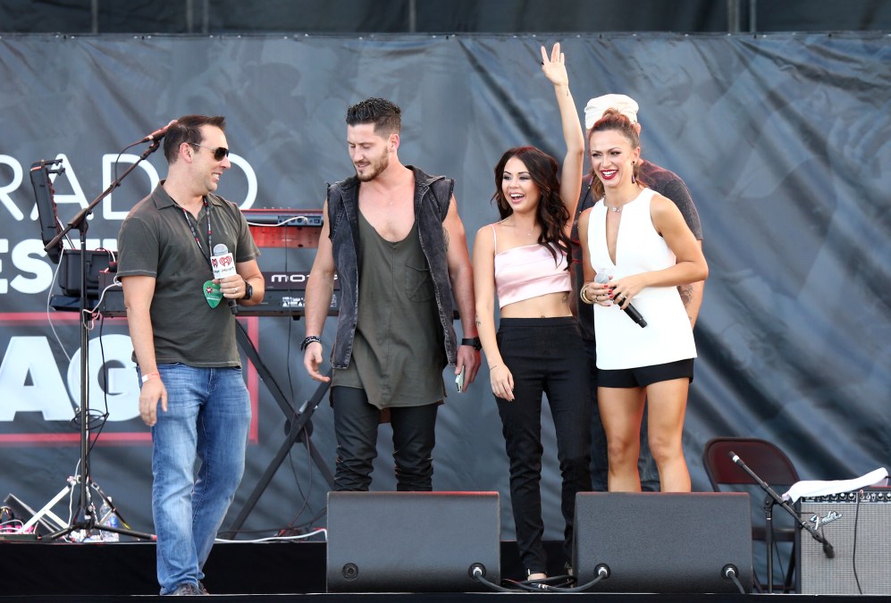 Rich Berra, Val Chmerkvovsky, Janel Parrish, and Karina Smirnoff