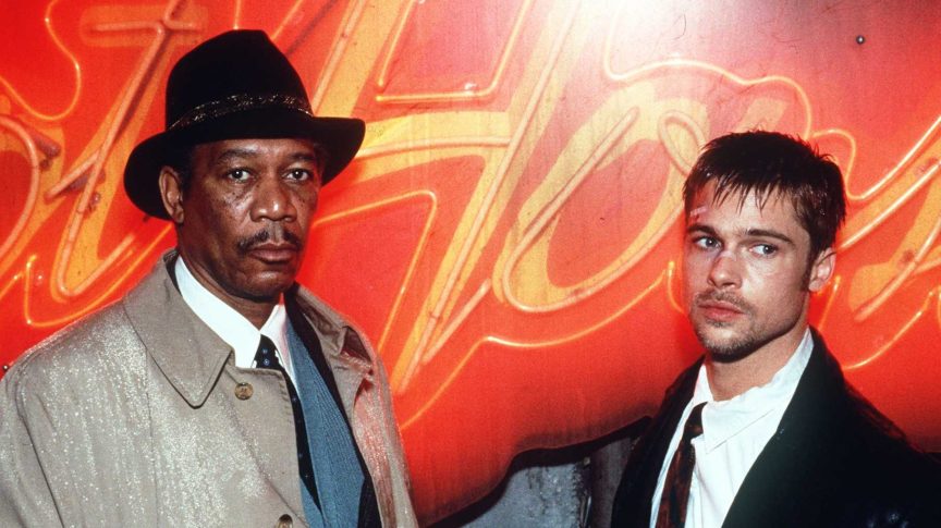 Morgan Freeman and Brad Pitt in "Seven" (1995).