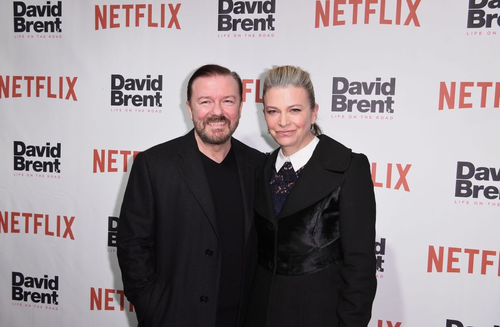 Writer/director Ricky Gervais and partner Jane Fallon 