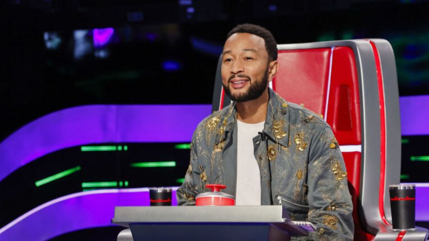 John Legend on the set of The Voice