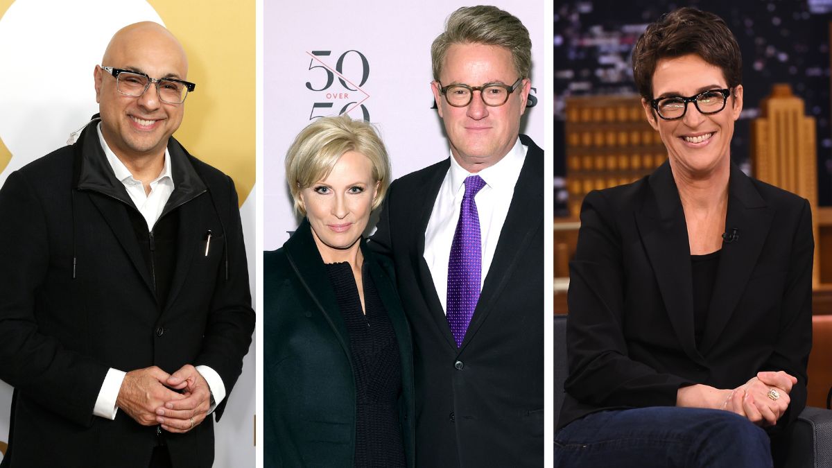 MS NOW hosts Ali Veshi, Mika Brzezinski and Joe Scarborough, and Rachel Maddow