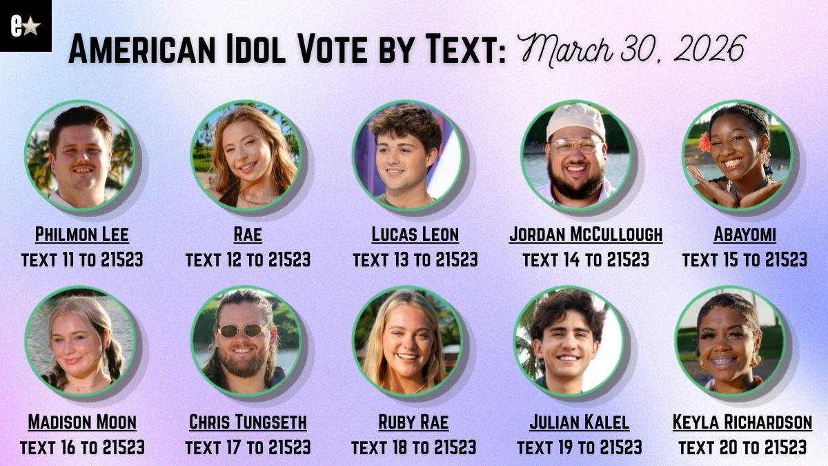 "American Idol" Top 20 voting text numbers, second group of 10