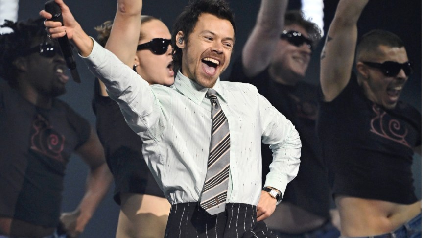 Harry Styles performs at the BRIT awards