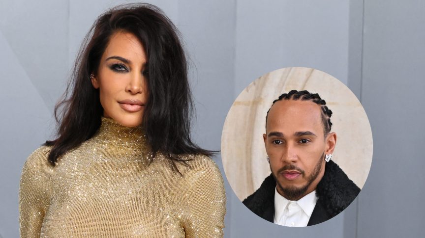 Kim Kardashian and Lewis Hamilton.