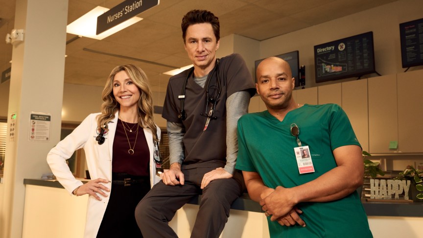 Sarah Chalke, Zack Braff and Donald Faison of 'Scrubs'