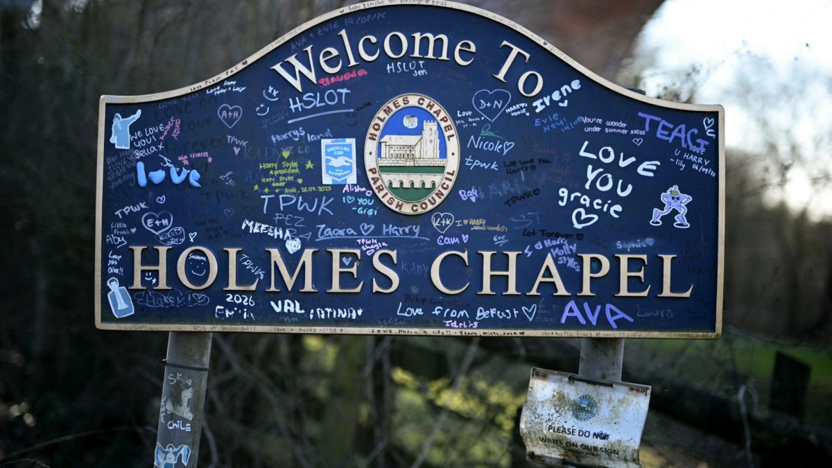 Holmes Chapel sign in Harry Styles' hometown