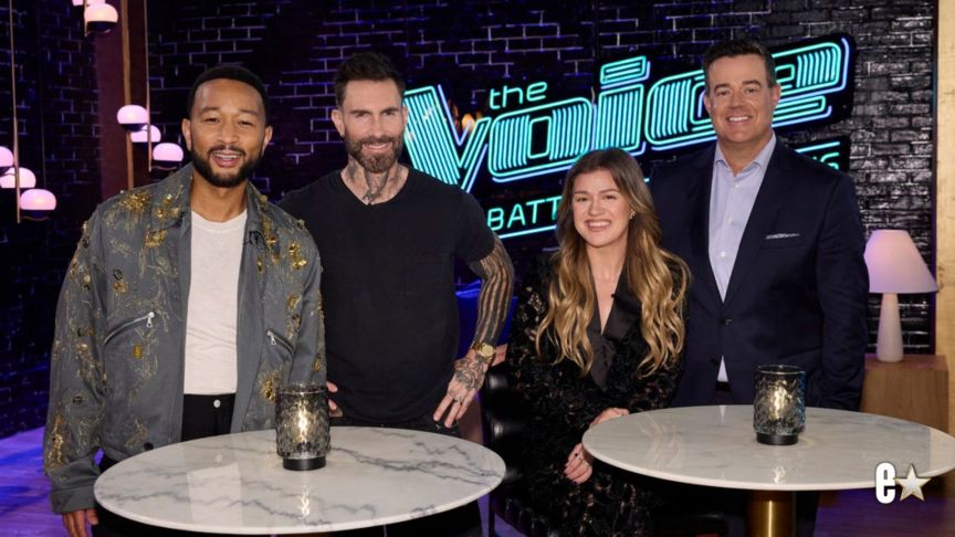 John Legend, Adam Levine, Kelly Clarkson, Carson Daly