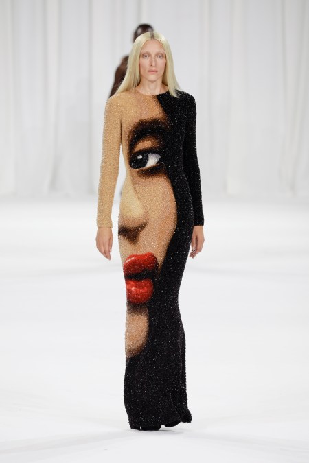 A model is seen on the catwalk at the Balmain fashion show during the Spring Summer 2025 Collections Fashion Show at Paris Fashion Week.