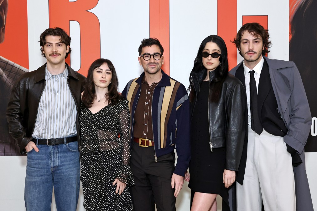Jack Innanen, Abby Quinn, Dan Levy, Taylor Ortega and Boran Kuzum visit the BIG MISTAKES Necklace Installation in Vanderbilt Hall.