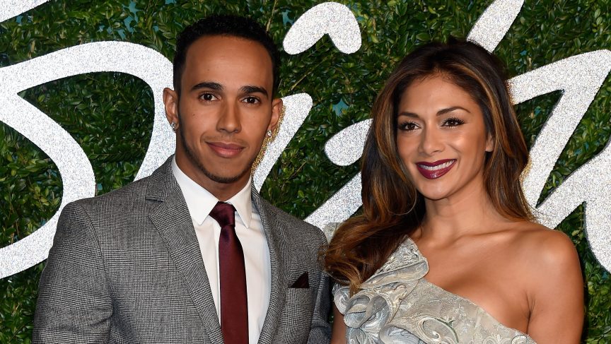 Lewis Hamilton and Nicole Scherzinger attend the British Fashion Awards in London in 2014