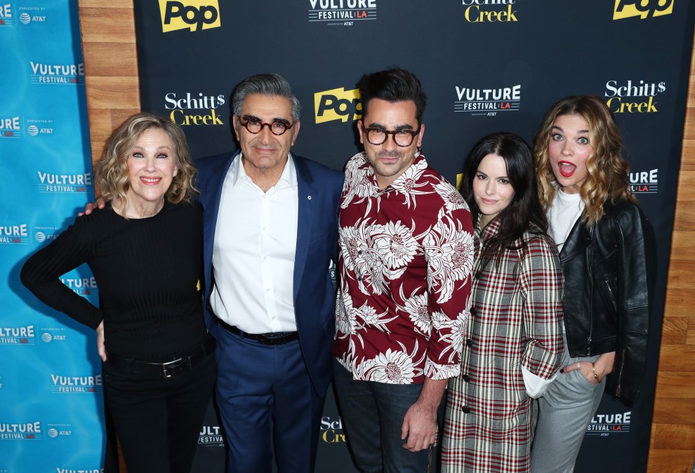 Actors Catherine O'Hara, Eugene Levy, Dan Levy, Emily Hampshire and Annie Murphy attend the 'Schitt's Creek' panel