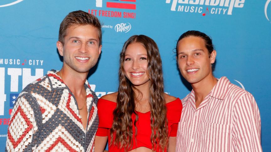 aleb Liechty, Bekah Liechty and Joshua Liechty of Girl Named Tom attend the 2024 Let Freedom Sing! Music City July 4th concert on July 04, 2024 in Nashville, Tennessee