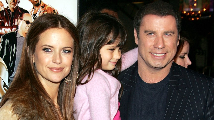 Kelly Preston, daughter Ella Bleu and John Travolta at an event