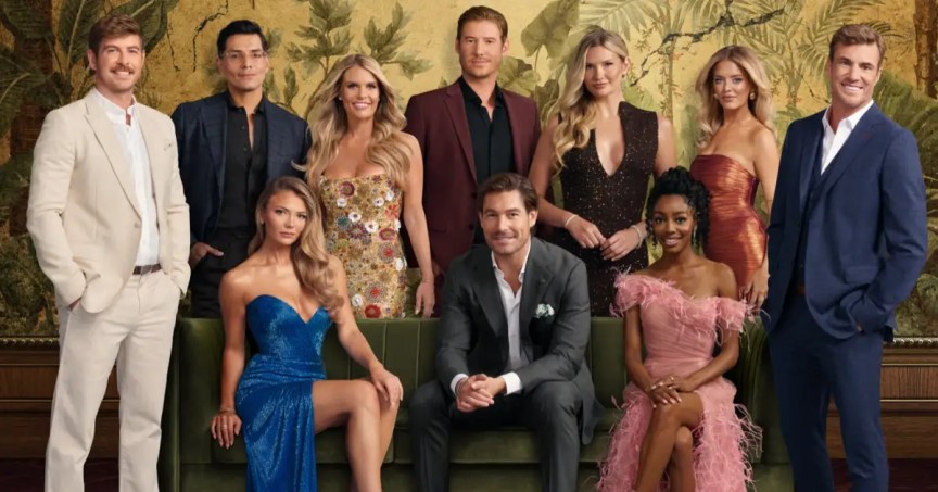 Southern Charm season 11 cast photo featuring Craig Conover, Austen Kroll, and Madison LeCroy