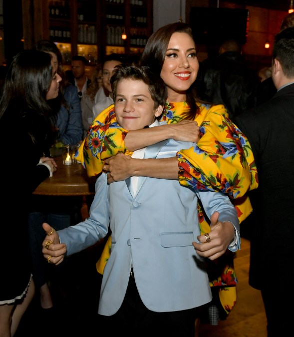 Aubrey Plaza and Gabriel Bateman at the "Child's Play" premiere in 2019.