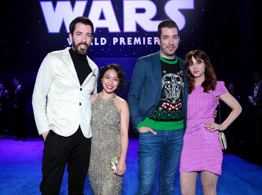 Drew Scott, Linda Phan, Jonathan Scott, and Zooey Deschanel