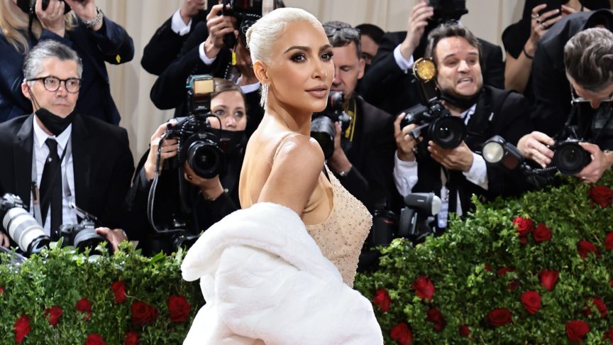 Kim Kardashian attends the 2022 Met Gala wearing Marilyn Monroe’s iconic gown