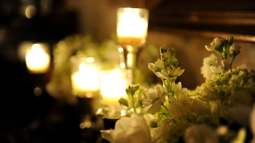 Candles and flowers for Michael Keating.