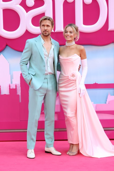 Ryan Gosling and Margot Robbie at the "Barbie" European premiere in 2023.