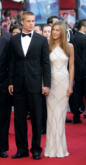 Brad Pitt and Jennifer Aniston on the "Troy" red carpet in Cannes in 2004.
