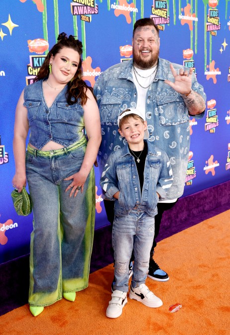 Bailee Ann DeFord, Jelly Roll, and Noah Buddy DeFord attend Nickelodeon Kids' Choice Awards 2024