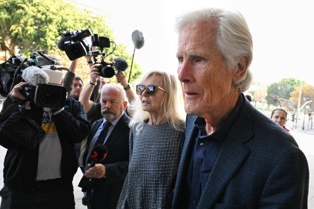Matthew Perry's mother, Suzanne Perry, and stepfather, Keith Morrison arrive at court