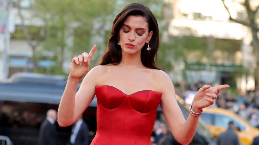 Anne Hathaway at "The Devil Wears Prada 2" premiere in 2026.