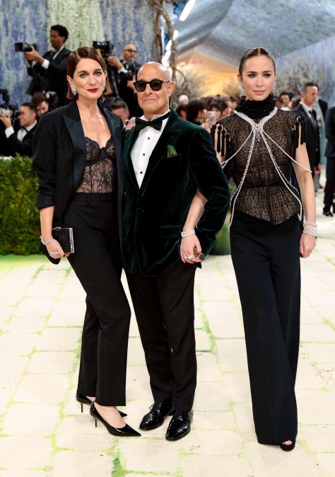 Felicity Blunt, Stanley Tucci and Emily Blunt attend the 2026 Met Gala celebrating "Costume Art" at the Metropolitan Museum of Art.