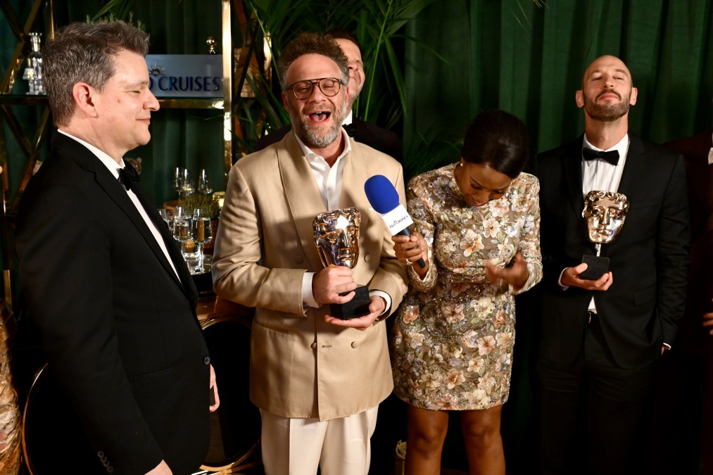 Alex Gregory, Seth Rogen, Angellica Bell and Evan Goldberg 