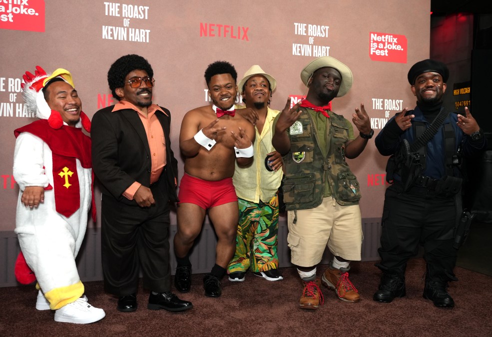 A group of performers of short stature.