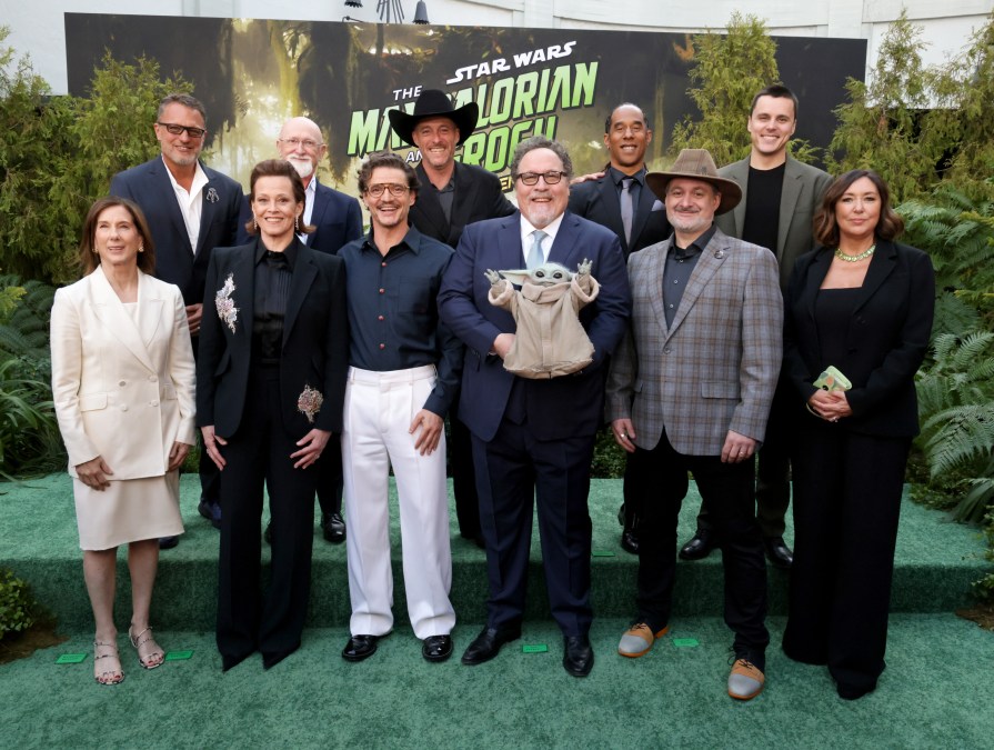 The cast and crew of "The Mandalorian and Grogu."