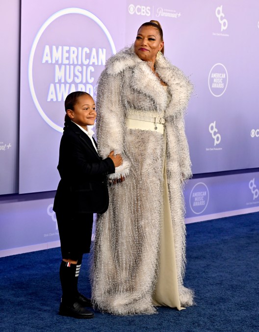Queen Latifah and her son on the American Music Awards of 2026 red carpet.