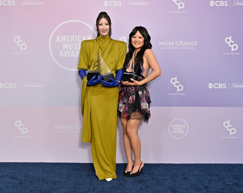 Ejae and Rei Ami of Huntrix on the American Music Awards of 2026 red carpet.