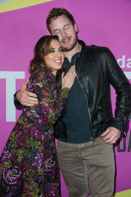 Aubrey Plaza and Chris Pratt at the "Life After Beth" premiere in 2014.