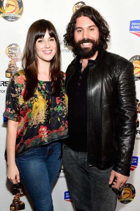Katie Featherston (L) and Micah Sloat in 2015.