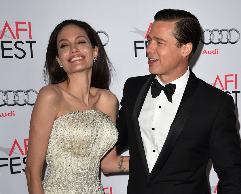 Angelina Jolie and Brad Pitt at the "By the Sea" premiere in 2015.