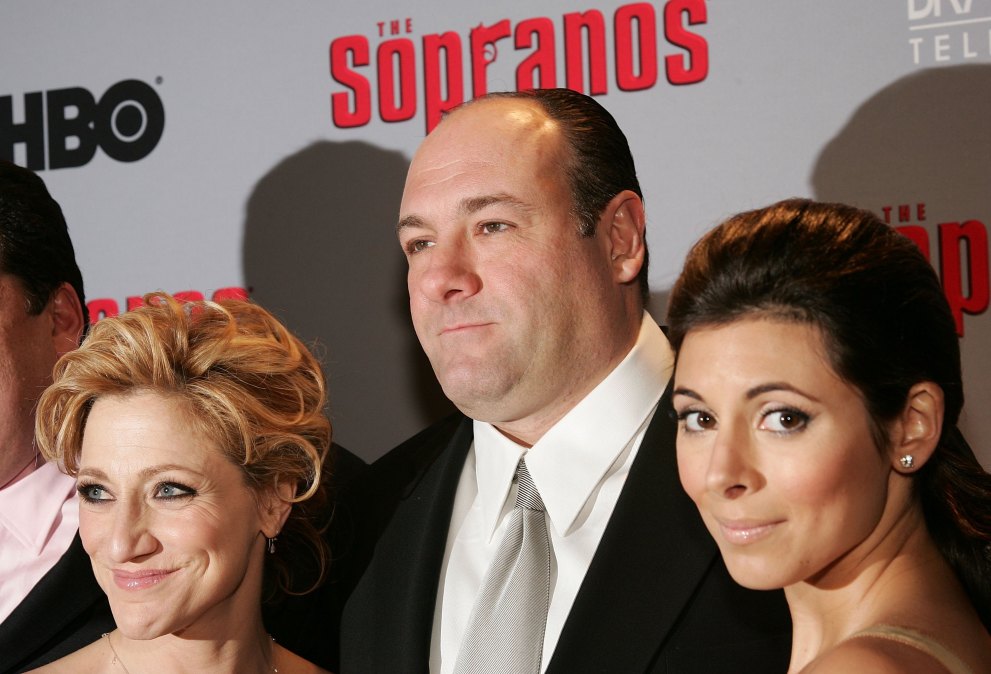 Edie Falco, James Gandolfini and Jamie-Lynn Sigler attend the sixth season premiere of "The Sopranos."