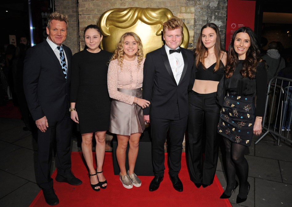 Gordon Ramsay (L) next to Megan Ramsay with their family.
