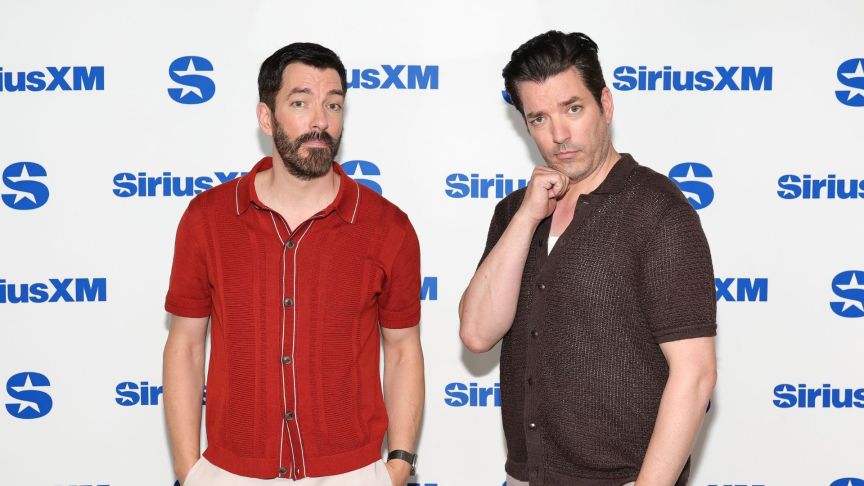 Drew Scott and Jonathan Scott visit SiriusXM Studios on July 09, 2025 in New York City.