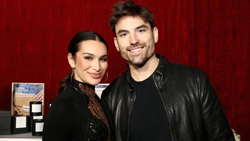 Ashley Iaconetti and Jared Haibon attend iHeartRadio 102.7 KIIS FM's Jingle Ball 2023 Gift Lounge at The Kia Forum on December 01, 2023 in Los Angeles, California